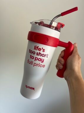 T.J. Maxx “Life’s Too Short To Pay Full Price” Travel Tumbler with Handle 40 oz